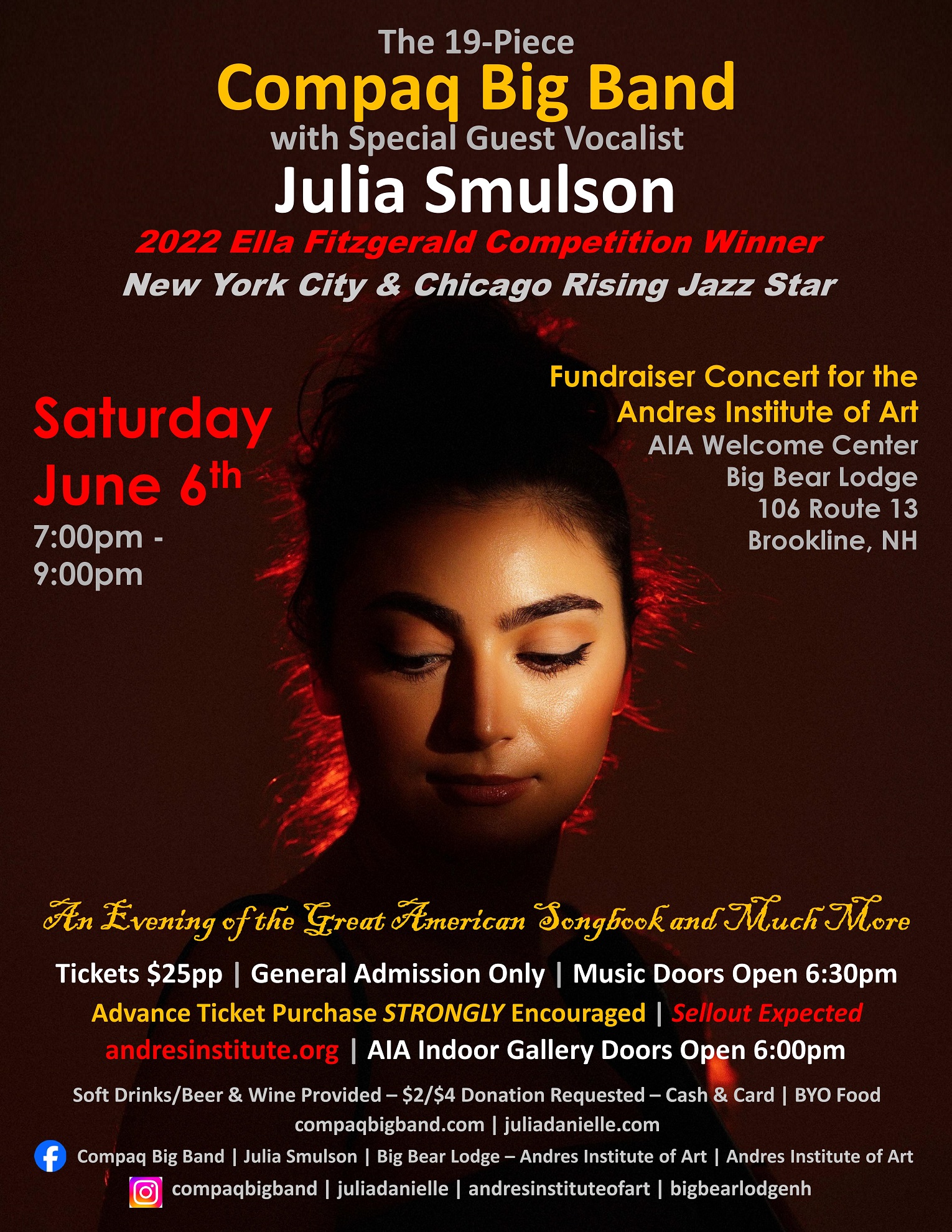 Andres Institute of Art Fundraiser Jazz Concert poster