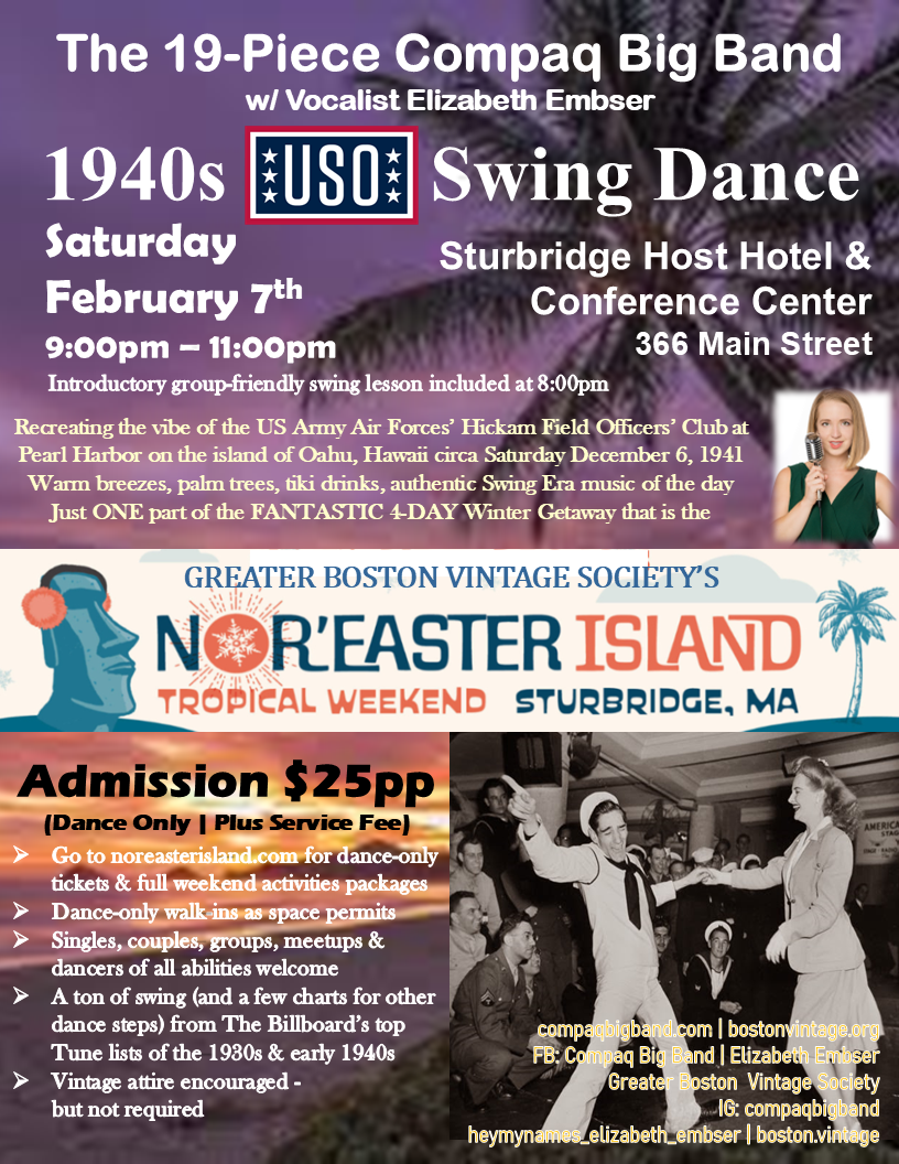 Greater Boston Vintage Society USO Swing Dance poster