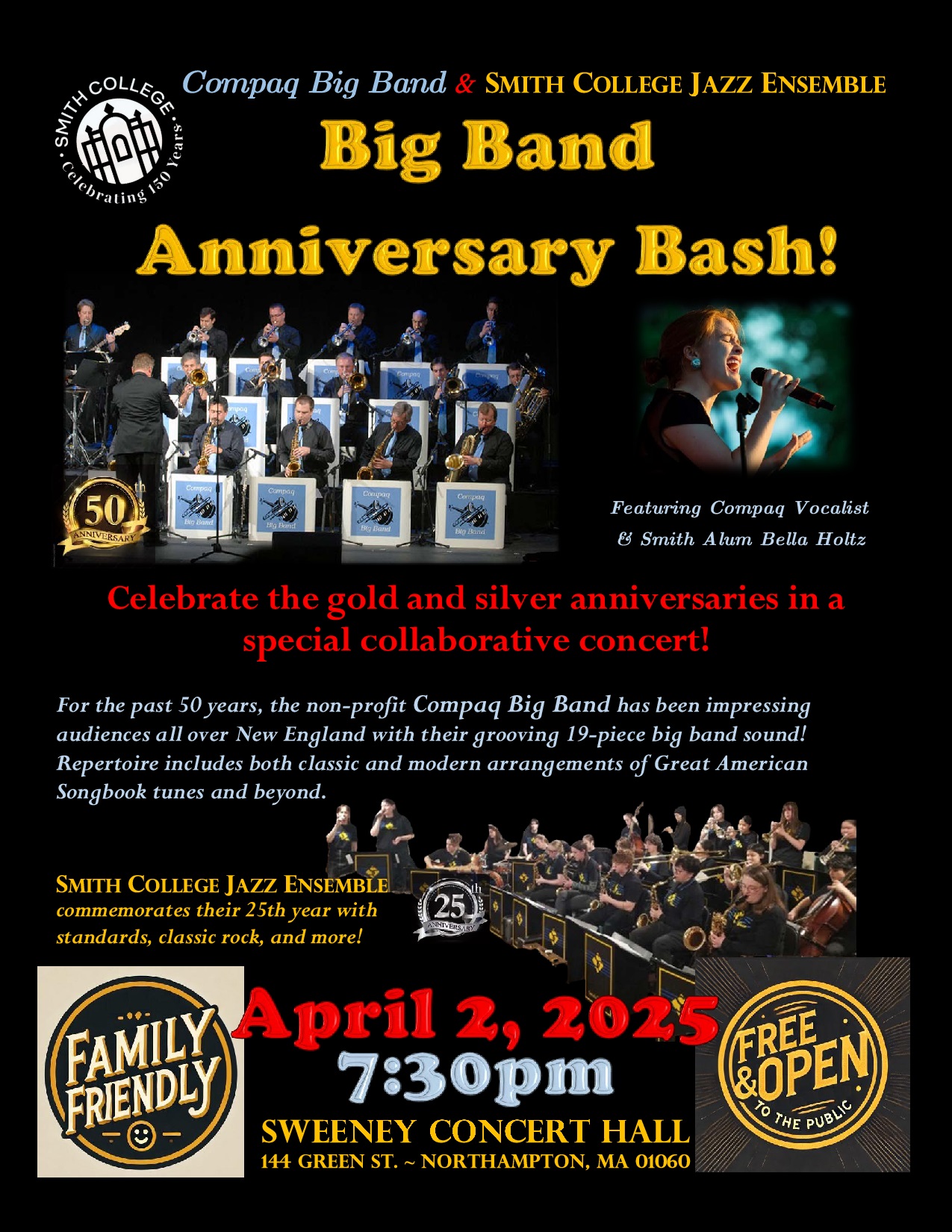 Public concert with Smith College Jazz Ensemble poster