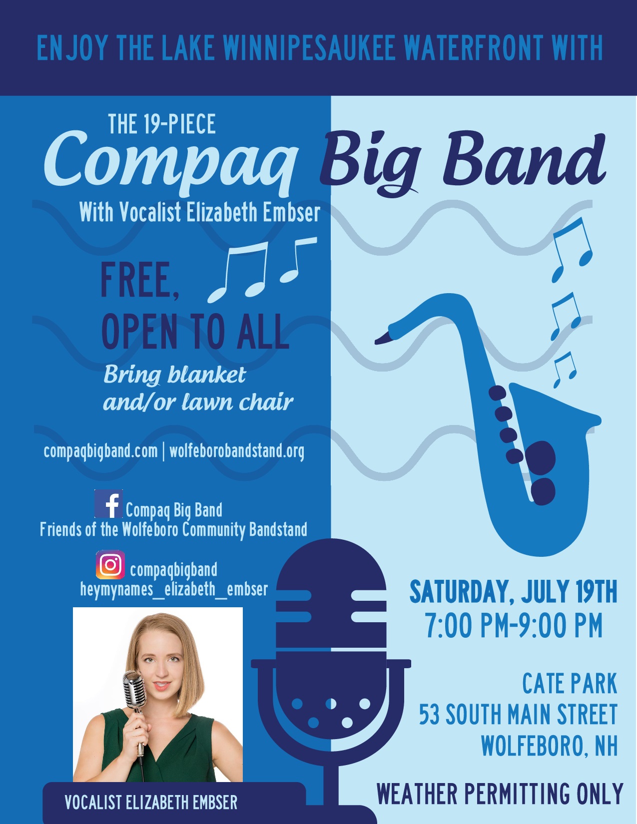 Wolfboro Cate Park concert poster